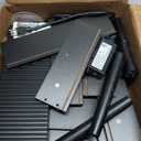 Black Nightstand with Charging Station and LED Lights,Modern Bedside Table with 2 Storage Drawer and Open Wood Shelf, for Bedroom and Small Spaces,Night Stand with Solid Wood Legs,Black