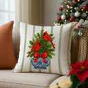 Chinoiserie Christmas Cardinal Pillow Covers 18x18, Cardinal Lovers Gifts, Grandmillennial Christmas Red Bow Bird Tree Decorative Pillow Covers for Home Couch Living Room Bedroom (Color-13)