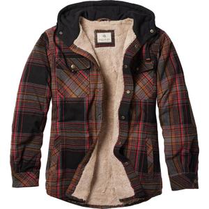 Legendary Whitetails Mens Hooded Shirt Jacket Plaid Flannel Berber Lined Polyfill Insulated Shacket M