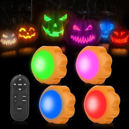 Amazon.com: Jivoxia 4 Pack Halloween LED Pumpkin Lights Battery Operated, Remote Control Always On/Colorful Candlelight Ambient Light Multi-Function Timing Bedside Light for Bedroom : Tools & Home Improvement