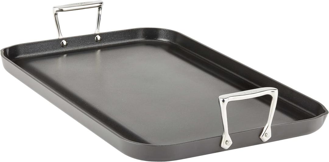 All-Clad HA1 Hard Anodized Nonstick Griddle 13x20 Inch Oven Broiler Safe 500F Pots and Pans, Cookware Black