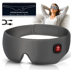 Silk Cordless Heated Eye Mask, Washable Sleep Mask Warm Compress Mask Soft Pressure Free Shade Blindfold Electric Eye Heating Pad for Blepharitis Sinus Stye Gifts for Men Women (Grey