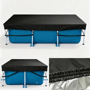 Rectangular Pool Cover 87in x 59in, 7 x 4ft Rectangular Pool Cover Made of Heavy-Duty Waterproof Oxford Fabric for Rectangular Above Ground Pool Built-in Elastic & Strong Webbing - Easy Set, Black