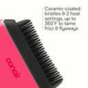 Conair Cordless Heated Brush, Portable Ceramic Ionic Smoothing Brush for Frizz Control & Shine, Rechargeable, 2 Heat Settings, Travel-Friendly Styling Tool with Protective Cover, Hot Pink & Black