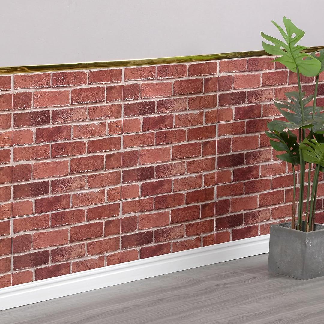 3D Faux Red Brick Wall Panel Peel and Stick,10 Pcs 12"X12", Small Brick, Ultra-Light Thin PVC Decorative Tile Wall Sticker, Designed for Quick DIY Wall Upgrades Indoor