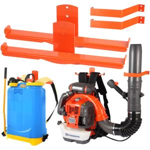 Backpack Blower Rack with Hose Holder - Heavy Duty Backpack Sprayer Wall Mount with Dual-Sided Hooks, Space-Saving Backpack Hanger for Weed Eater, Hedge Trimmer and Chain Saw, 330lbs Load Capacity