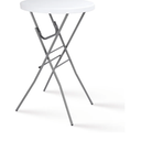28in Cocktail Table White High Top Folding, Round Portable Bar Height Folding Table with Removable Legs, Indoor Outdoor Banquet for Parties, Commercial, Speech, School