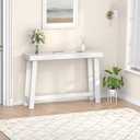 Bamboo Wood Entryway Table 47.2" Console Table, Narrow Sofa Table with Support Beam for Entrance, Hallway, Living Room, Bedroom, Foyer(White)