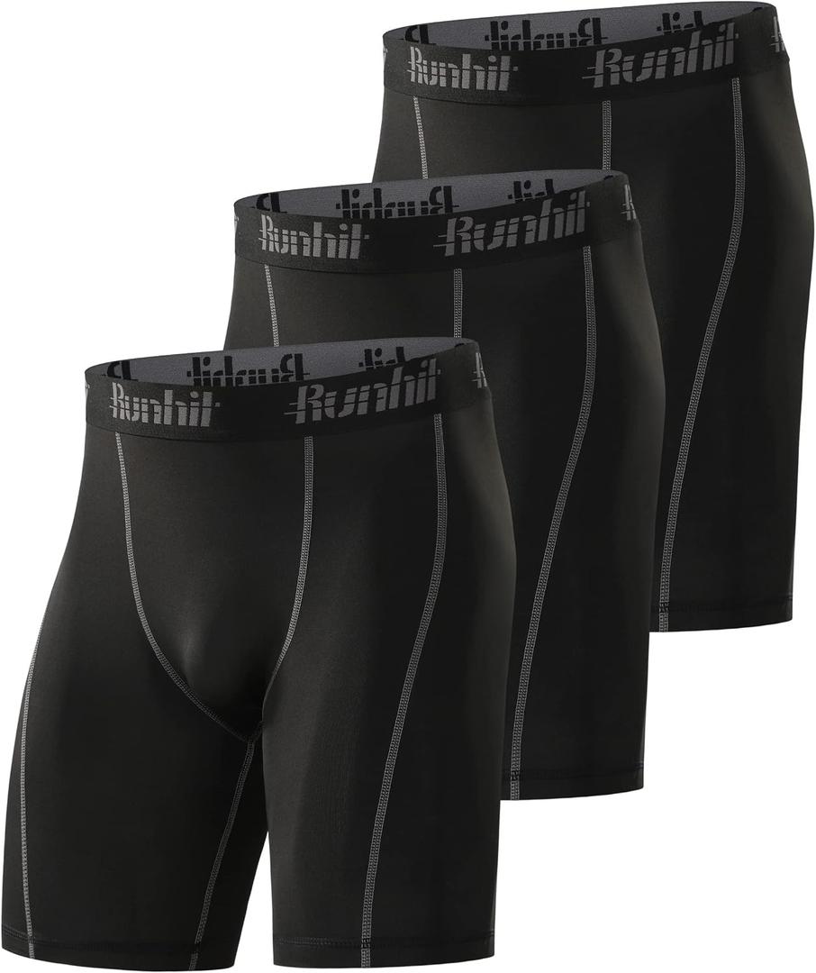 Runhit Compression Shorts Men Underwear Spandex Running Shorts Workout Athletic (Black, M)