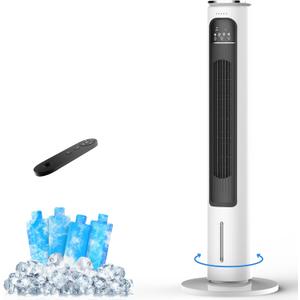 3-IN-1 Portable Air Conditioners Tower Fan, 37'' Evaporative Air Cooler w/Remote, 2.5L Water Tank With 4 Ice Packs, 12H Smart Timer & 70 Oscillating, 3Speeds For Bedroom Living Room Office