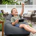 Outdoor Kids Bean Bag Chair - Small Beanbag Sofa with Shredded Foam Filling, Splash-Proof Detachable Zipper Cover with a Handle for Patio Poolside Relaxing, Gray, 2.5 Ft
