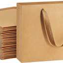 BagDream 8.6x4x7 25Pcs Brown Kraft Paper Bags with Handles, Heavy Duty Small Gift Bags for Party Favor, Retail, Merchandise, Soft Cloth Handle Sturdy Paper Sacks
