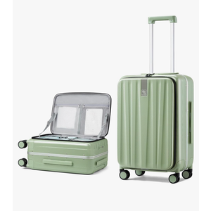 Hanke 24 Inch Checked Luggage PC Hard Shell luggage Top Opening Aluminum Frame Travel Luggage Suitcases with Wheels for Woman Men.(Bamboo Green)