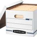 Bankers Box 4-Pack Basic Duty File Storage Boxes with Lids, Letter/Legal, STOR/FILE, (0070308)