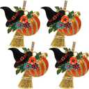 Amosfun 4pcs Halloween Napkin Rings Pumpkin Witch Napkin Holders Serviette Buckles Halloween Party Supply Table Decorations