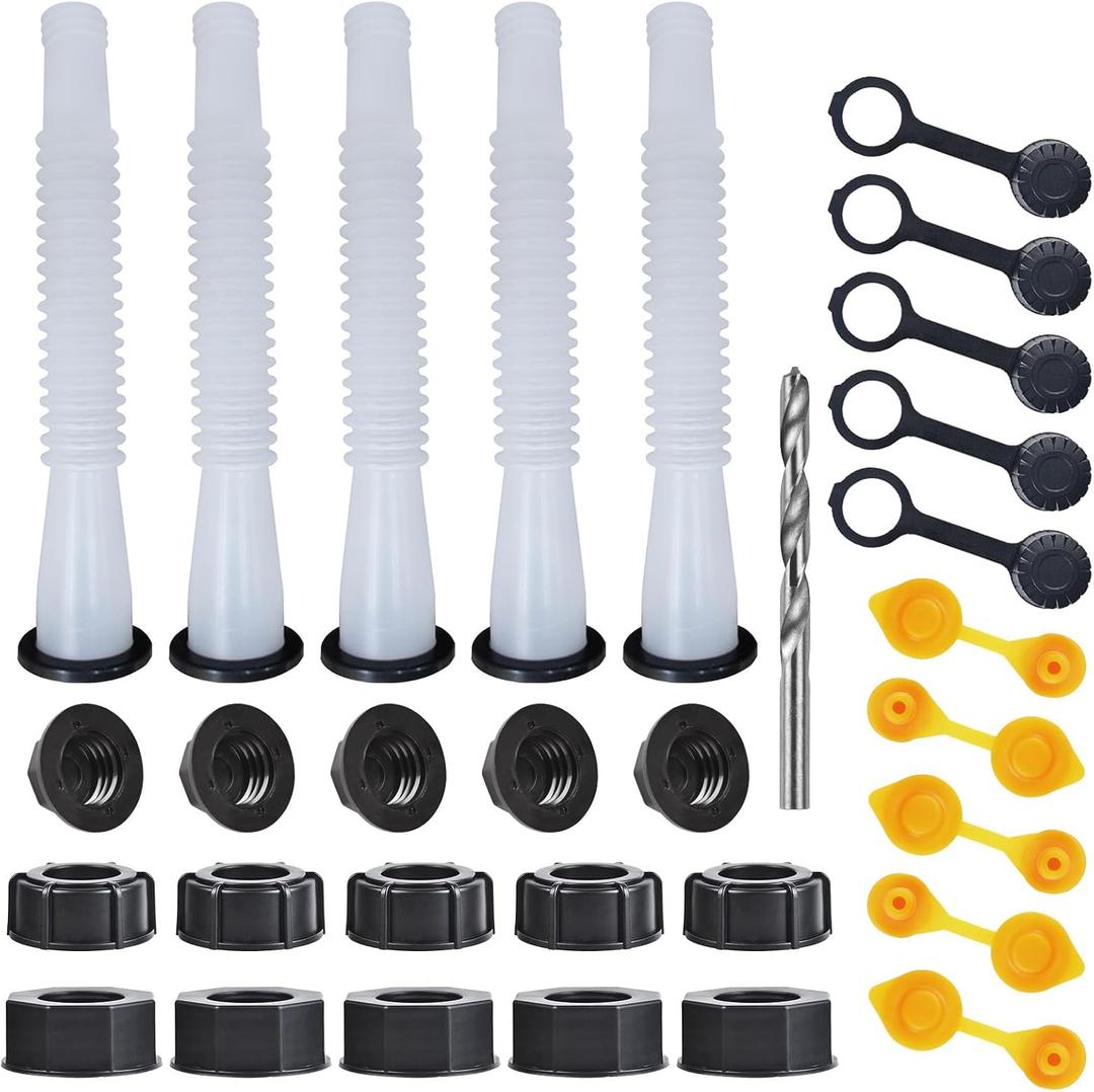 Gas Can Spout Replacement Kit, Gas Can Nozzle Replacement (5 Kit-White) All gaskets are installed and ready to use upon receipt. For 1/2/5/10 gallon gas can. Easy and convenient to use