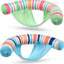 Sloosh Inflatable Pool Floats Chairs Adults, 2 Packs Floating Noodle Chair with Stripes Design Soft Fabric Covered with Sling for Swimming Pool Water Chair Pool Lounger Party Floaties (BlueGreen)