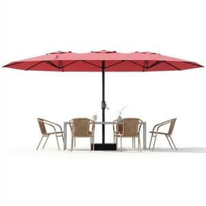 Garvee 15Ft Double-Sided Patio Umbrella, Large Outdoor Market Umbrella with Base Included, Rectangular Table Umbrella for Poolside, Lawn, Backyard