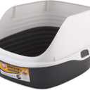 Arm & Hammer Rimmed Cat Litter Box with High Sides and Microban, Made in USA (Pearl White/ Dark Gray)