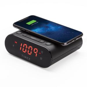 Timex Alarm Clock with Wireless Charging Station - Black (TW300)