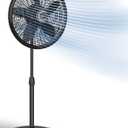 Lasko Adjustable Pedestal Fan - 18” - 1827 - Black | Oscillating Fan for Bedroom, 3 Cooling Speeds, Portable, Blue Plug Safety Technology, Manual Display and Controls