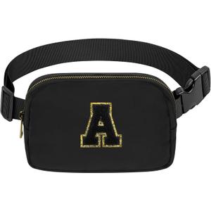 Birthday Gifts Christmas Personalized Gift for 4 5 6 7 8 9 10 11 12 13 14 Year old Girls Teen Sister Kid Initial Letter Fanny Pack Trendy Stuff Crossbody Bag Black Letter A