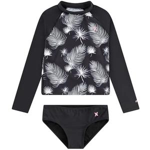 Hurley Girls Long Sleeve Rash Guard 2-Piece Swimsuit Size 10-11 Years