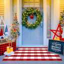 Ckorzen Red and White Plaid Rug, 3' x 5' Christmas Front Porch Outdoor Rug, Handwoven Cotton Washable Rug for Layered Door Mats, Holiday Entryway and Home Décor