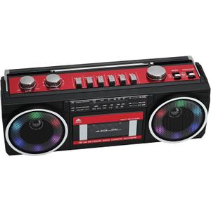 Portable Cassette Player Boombox AM/FM/SW Radio Stereo, CasetteTape Player Recorder,MP3 Bluetooth USB RGB Lights TF card (Red)