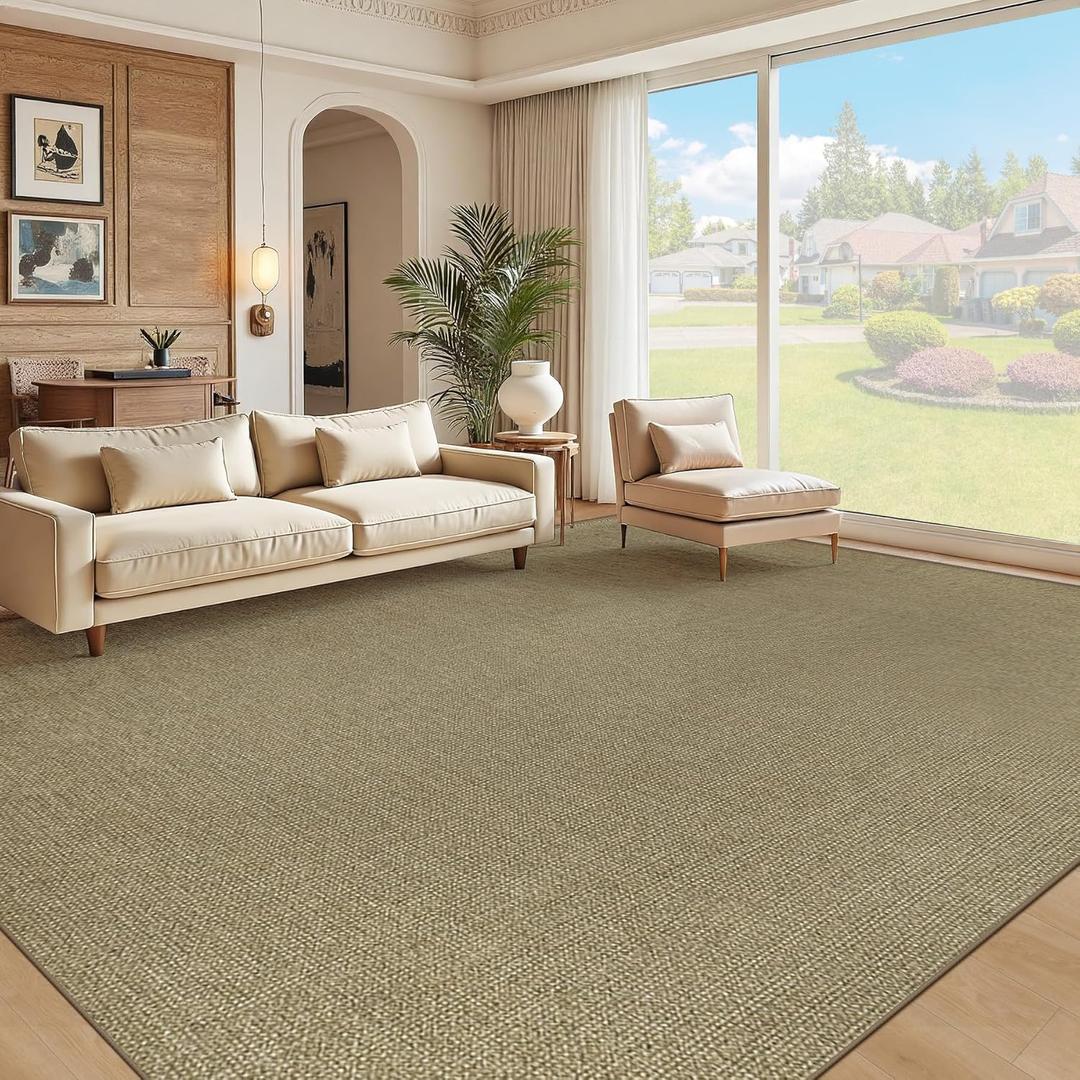 Easy Jute Rug 9x12 Natural Rugs: Washable Woven Area Rug Non Slip Non Shedding Indoor Outdoor Carpet Large Rugs for Living Room Bedroom Dining Room Farmhouse Patio (9'x12' Natural)