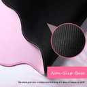 Hahafelt Scalloped Desk Mat Large Scalloped Piping Cute Desk Mat Aesthetic Preppy Table Pad Large Nonslip Pad with Edge Stitching Waterproof Gaming(Pink,31.5 x 15.8 Inches)