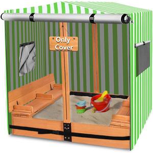 Wood Sandbox Cover,600D Heavy Duty Waterproof Anti-UV Sand Box Cover,for with Canopy and Foldable Bench Seats Sand Boxes.Green,Cover Only(48" W x 48" D x 48" H)