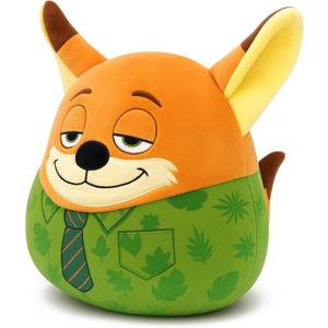 Orange Fox Plush - Wearing a Tropical Shirt and Tie, Cute Cartoon Fox Plush Animal, Soft Cuddly Pillow - Perfect for Kids and Animal Lovers (Yellow)