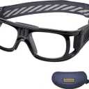 Professional Sports Goggles Glasses Men Women Racquetball Basketball Football Sport Eyewear Protective Glasses Anti-fog Shock Collision Lens Replaceable (Black Frame Black Pad)