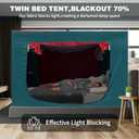 DOLEMODUO Kids Bed Tent, Play & Sleeping Privacy Twin Tent, Indoor Breathable Blackout Bed Canopy with Three Doors, Red and Green Christmas Tent 39"W x 47"L (Pack of 1)