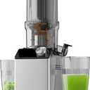 WHUTO Cold Press Juicer, Juicer Machines with 4.35'' Wide Feed Chute, Stainless Steel Masticating Juicers Easy to Clean, Ergonomic Operational Panel Design, High Juice Yield, Platinum Color Knob