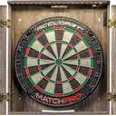 Accudart Match Pro Dartboard Cabinet Set - Official Size - Self Healing Sisal - Modern Style Woodgrain - Two Built-in Dartholders - LED Lighting - Includes Scoreboard, Chalk, Eraser, and Six Darts