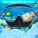 VegoVia 2 Pack Kids Swim Goggles with Nose Cover, Anti-Fog UV Protection Swimming Goggles for Kids Youth 3-15