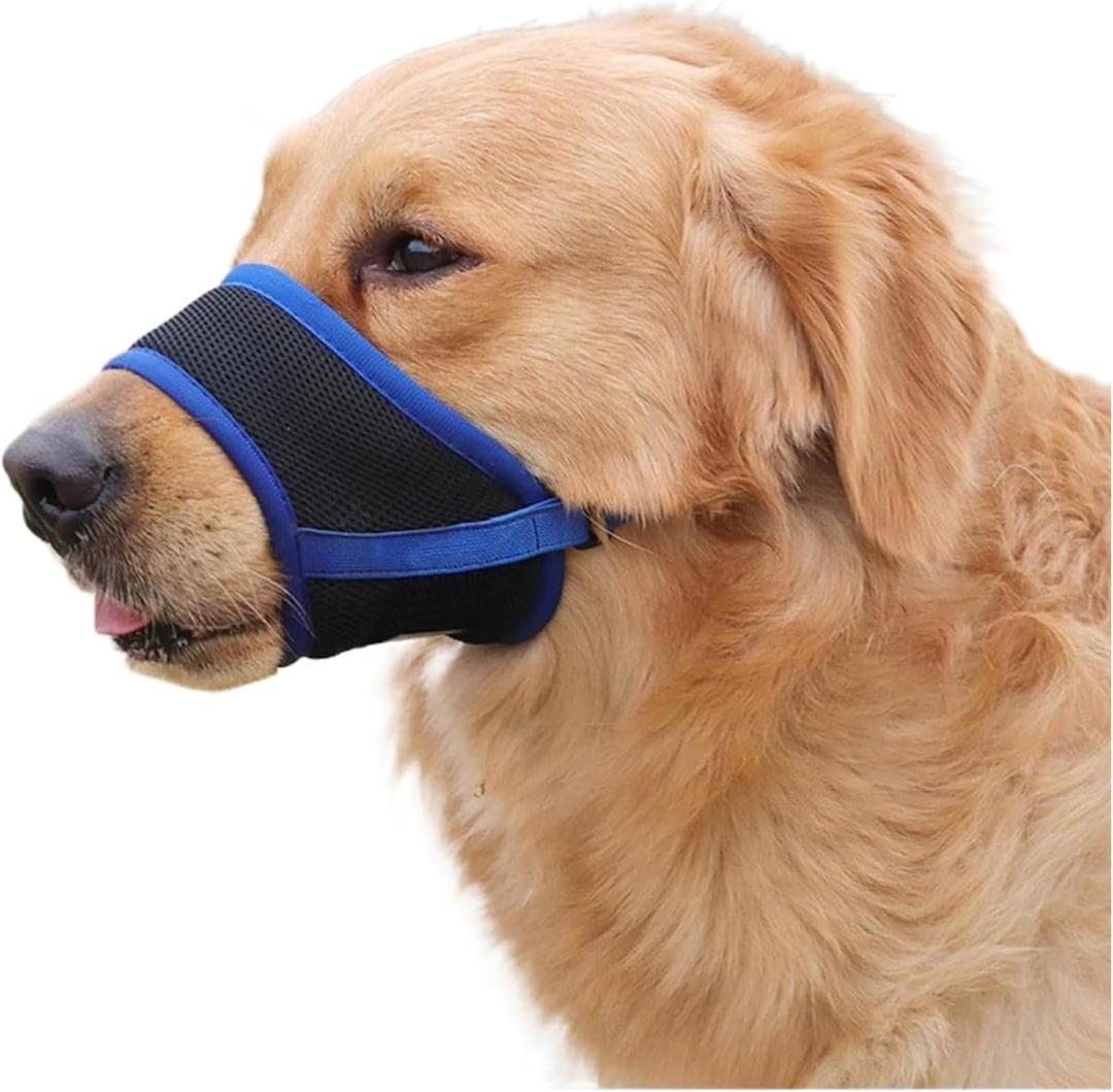 Dog Muzzle, Soft Mesh Dog Muzzles Dogs, Breathable Adjustable Loop Pets Muzzle to Prevent Biting Barking and Chewing, Ideal for Training, Grooming & Daily Use (Blue, 5#XXL)