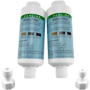 FANLIDE Bidet water filter for electronic bidet seats, Toilet water filter system, compatible with 1/2" 1/4" 3/8" Bidet hose (2 Filters + 2 Adapter)