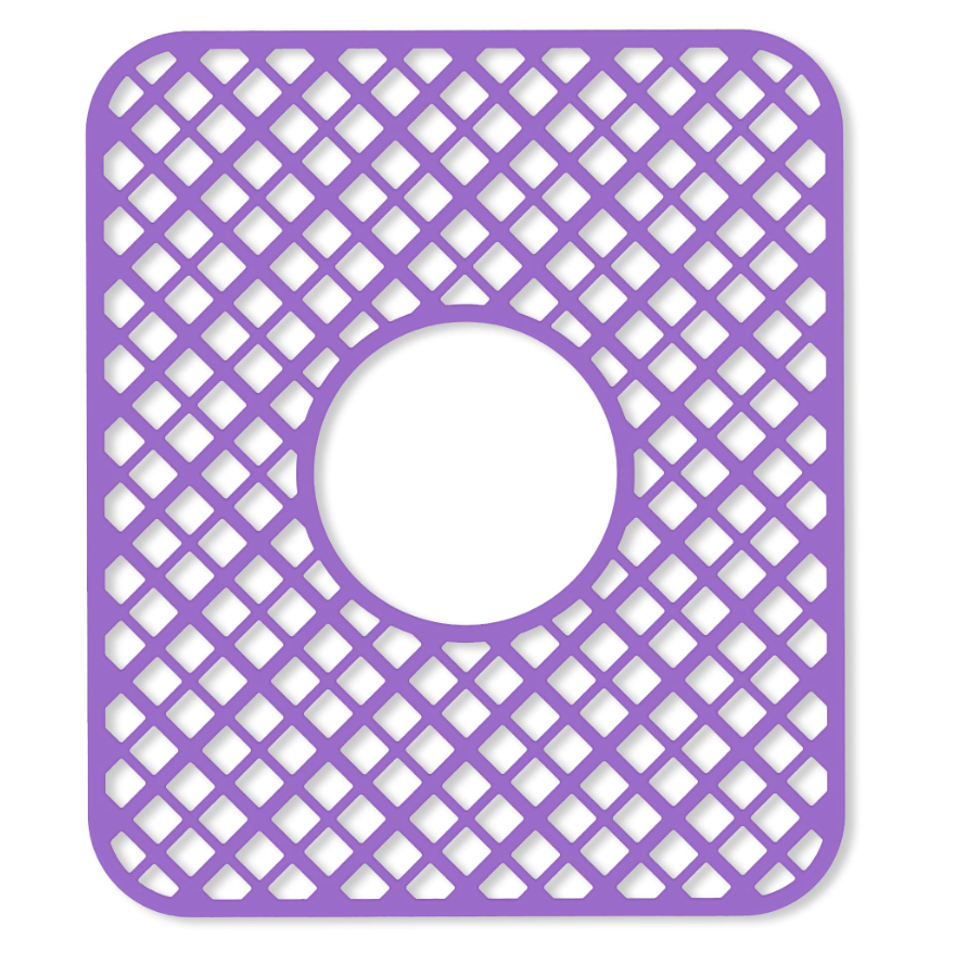BEHOK 2 Pack Silicone Sink Protector for Kitchen Sink, Trellis Pattern 13 x 11 inches Sink Grid Mat Silicone Protectors, Center Drain, Purple