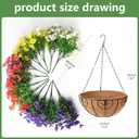 Homsunny Artificial Hanging Flowers Plants with Basket for Outdoors - Fake Petunias Flowers Fake Silk Morning Glory Planter for Outside Porch Patio Balcony Garden Spring Summer Decor(Color Blending)