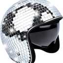 Disco Helmet with Retractable Visor Glitter Mirror Glass Punk Costume Hat for Bar DJ Club Party