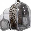 Pet Carrier Backpack Expandable for Cats and Small Dogs, Breathable Anti-Collapse Design, Airline Approved Travel Backpack for Hiking and Outdoor Use (Back Expandable-Animal) (Leopard Print)