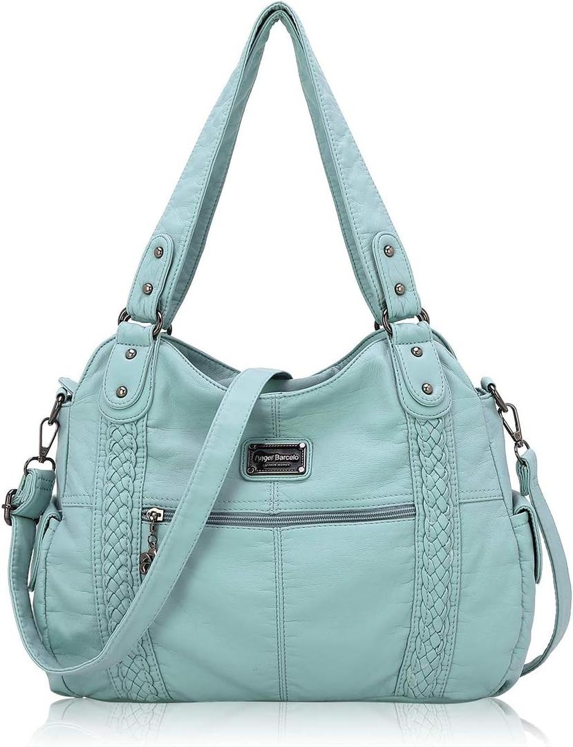 Angel Barcelo Purses for Women Soft PU Leather Shoulder Bag Crossbody Purse and Handbags (Queen Green-1)