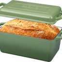 Enameled Cast Iron Dutch Oven, Oblong Bread Oven for Sourdough Bread Baking, Baking Pan, Dual Handles, Oven Safe, 4 Quart, Pistachio Green