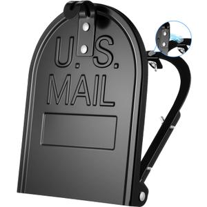 Mailbox Door Replacement,6 1/4"(W) x 8 1/4"(H) Exact Size,Black Metal Mailbox Door Front Panel with Easy Installation Kit,Fits Most Standard Curbside Residential Mailboxes