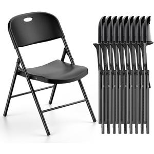 Nazhura 350 Weight Limit Heavy Duty Plastic Folding Chair with Reinforced Steel Frame for Indoor and Outdoor, Wedding, Party, Restaurant, Meeting Room, Patio and Garden (Black, 
6 Pack
)