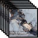 18x18 Frame Set of 6, Black Picture Frame for 18 x 18 Square Picture Poster Photo, Light Weight and High Transparent 18 by 18 Frame for Wall - 6 Pack/Black/18 x18