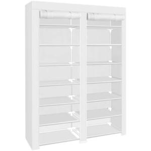ERONE Shoe Rack Storage Organize, 28 Pairs Portable Double Row with Nonwoven Fabric Cover Shoe Shelf Cabinet for Closet (White)